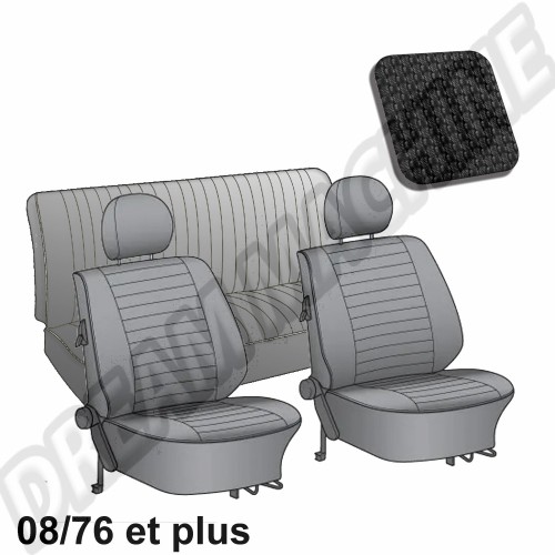 Housses de siège en vinyl gauffré noir avant et arrière 77---->>79  113053VBK Sur www.dream-machine.fr