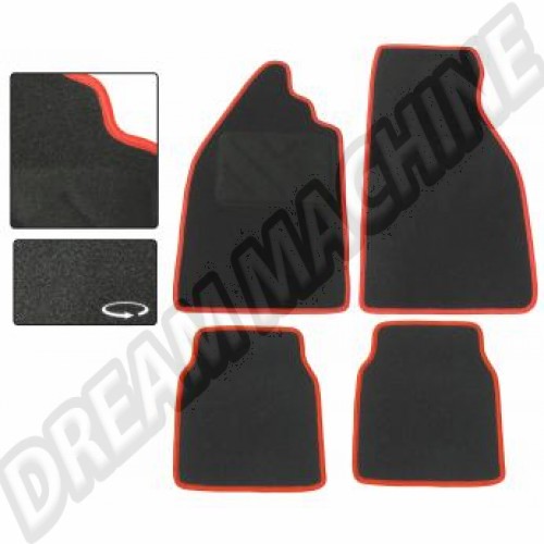 Jeu de 4 tapis de sol noir avec liseré rouge Coccinelle tous modèles DM92503R Sur www.dream-machine.fr