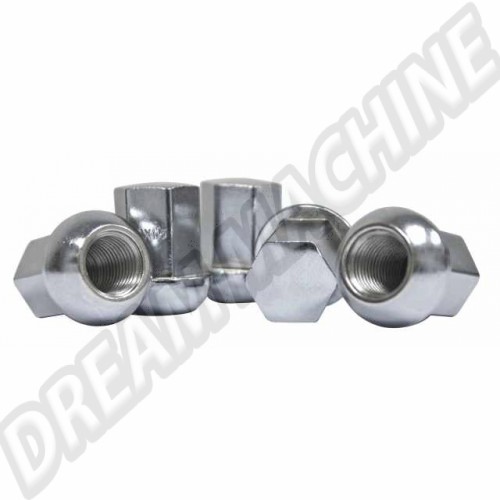 Set de 5 écrous de roue chromés à appui bombé style Porsche.14x1.5 70-2866-0 Sur www.dream-machine.fr