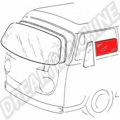 Vitre de porte gauche combi  1967->> 211845201B Sur www.dream-machine.fr