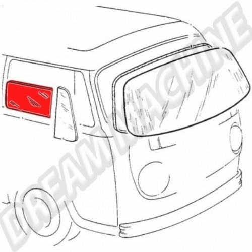 Vitre de porte droite combi  1967->> 211845202B Sur www.dream-machine.fr