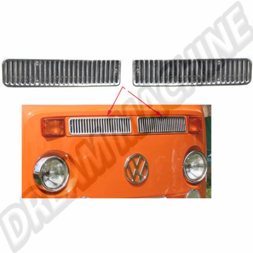 set de 2 couvres grille de ventilation avant chromée T2 8/72-7/79 8541 Sur www.dream-machine.fr