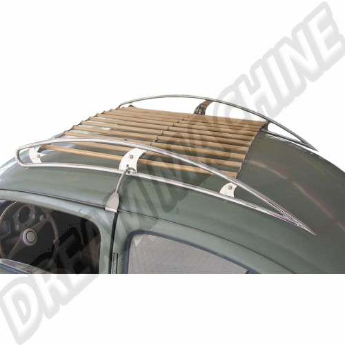 Galerie de toit Vintage Speed inox poli et lattes en bois 155-391-01988 Sur www.dream-machine.fr