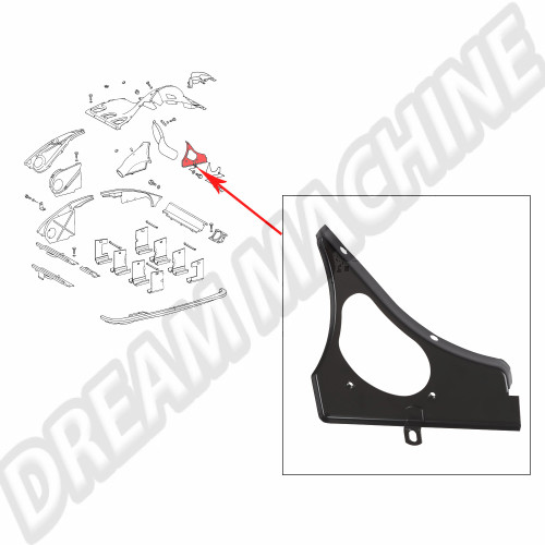 Plaque de recouvrement de conduit d'air moteur arrière droit pour Porsche 911, 964 Turbo, 914/6 (1969-1993)