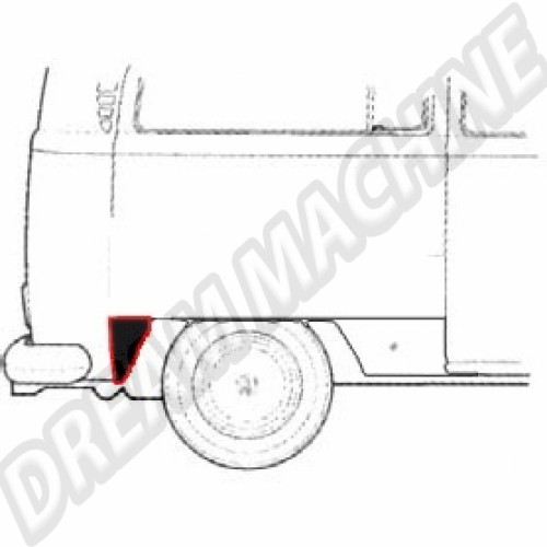 Bas d'aile arrière droit derrière la roue Combi 73--->>79 211809530B Sur www.dream-machine.fr