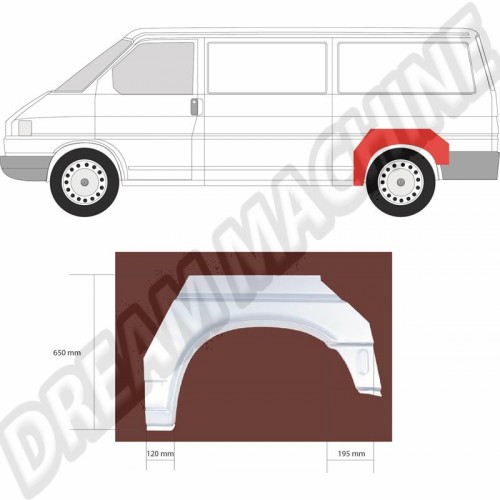 Panneau T4, 701809161B, 701809161, Réparation VW, Aile Arrière