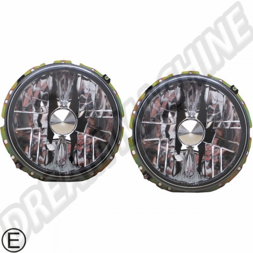 Phares H4 Miroirs Fumés avec croix pour Golf 1. Cox & Combi 74-> la paire DM31171 Sur www.dream-machine.fr