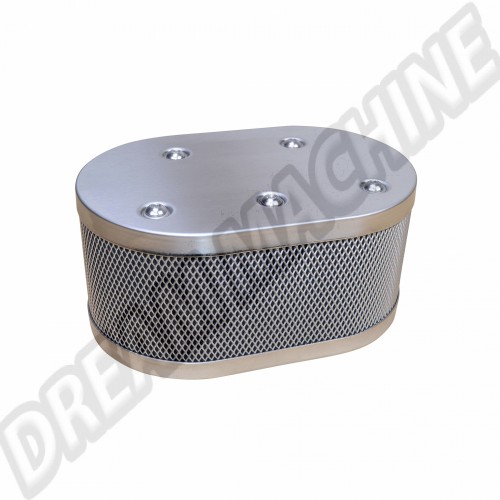 Filtre à air ovale  INOX pour carburateur Weber IDF / Dellorto / HPMX Vintage Speed Grille style KNECHT. 315-IDF-00211 Sur www.dream-machine.fr