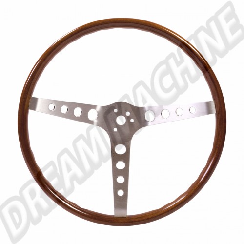 Volant SSP en bois noyer 380mm avec branches en inox brossé tulipées 10cm AC400109 Sur www.dream-machine.fr