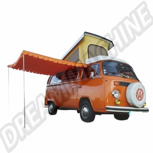 Auvent orange en coton avec  poteaux en acier. AC898001 Sur www.dream-machine.fr