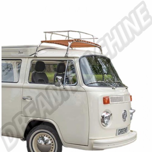 Galerie de toit 2 barres en inox poli et bois Type 2 AC898020 Sur www.dream-machine.fr