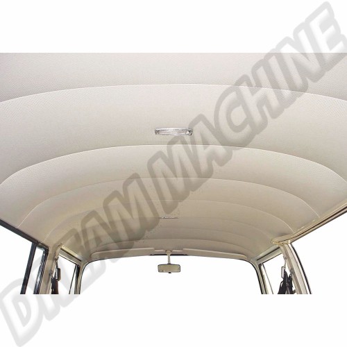 Ciel de toit/garniture de pavillon complet Blanc cassé vinyl perforé 9 baleines sans toit ouvrant de 8/1967 a 7/1972 Dm22902 Sur www.dream-machine.fr