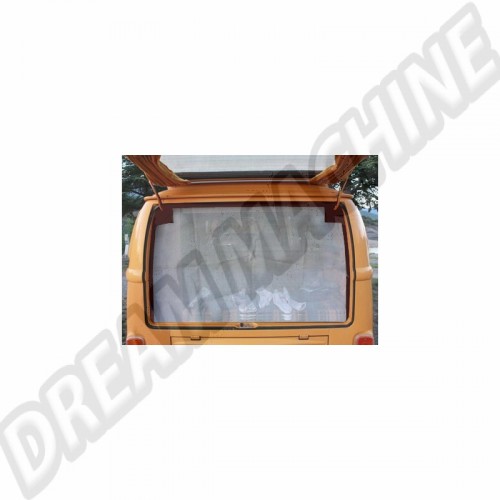 Moustiquaire de hayon arrière avec pourtour marron. avec fermeture éclair centrale. pour Combi Westfalia 8/63-79 DM9905 Sur www.dream-machine.fr