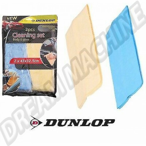 Kit nettoyage 1 chiffon et 1 Peau de chamois Dunlop - 43x32 cm