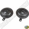 Kit Klaxons 12V, 310Hz, 380Hz, Noir, Marque Hella Origine, Homologué E-type, AC951210, AC 951 210, Polyvalent, 12V.