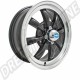 Jante EMPI 8 Branches Noire avec Bordure Polie 4X130 en 15 pouces pour Volkswagen Coccinelle et Karmann Ghia (08/66-07/74, 08/67-12/86)
