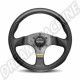 Volant Momo Team 280 mm en cuir noir avec centre noir anodisé